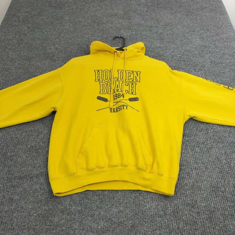 Wings Beach Outfitters Hoodie Men M Yellow Cotton Holden Beach Varsity Crew